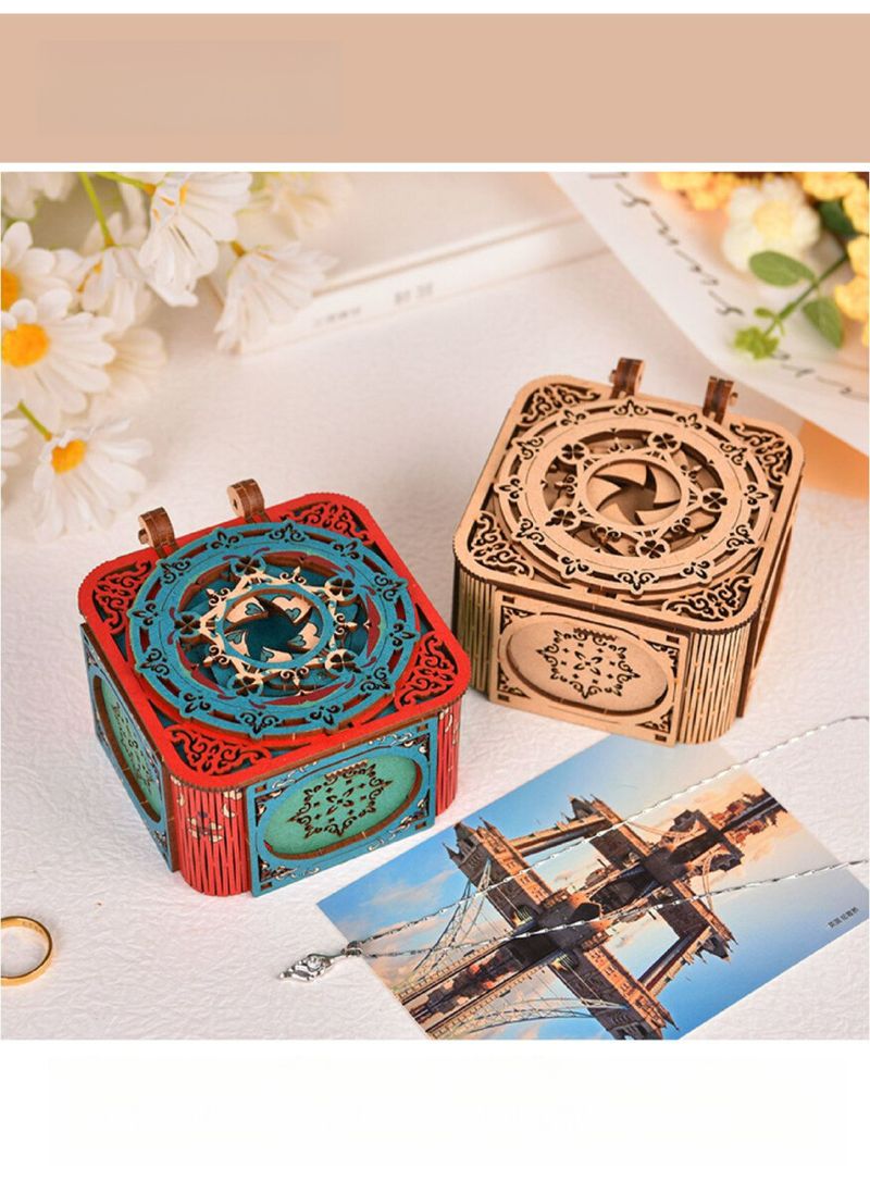 Exquisite Music Handmade DIY Flip Cover Eight-Tone Wooden Assembly Valentine's Day Confession Birthday Gift Box_voghion.com