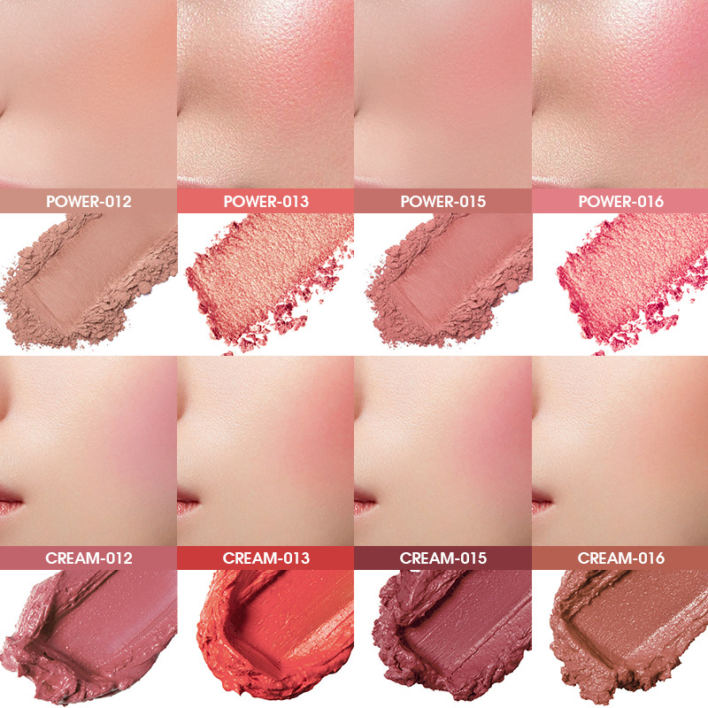Palette di blush a 8 colori, tavolozza di blush 4 in polvere + 4 in crema, tavolozza di blush per contorni e illuminanti, polvere di blush di lusso leggera opaca brillante brillante_voghion.com