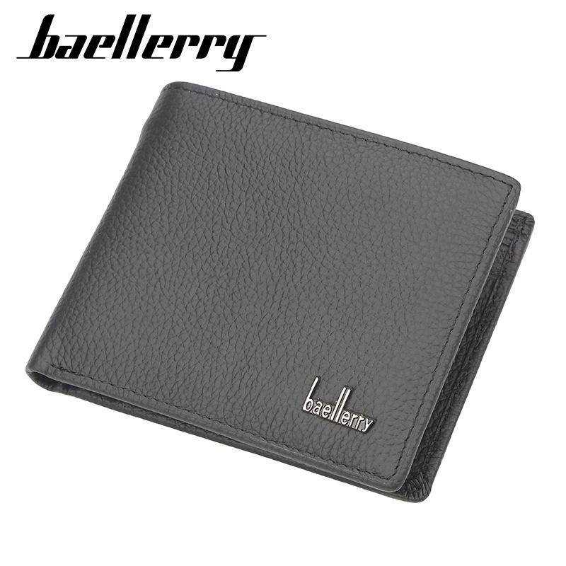 New Casual Men's Thin Short Lychee Pattern Dollar Cowhide Wallet_voghion.com