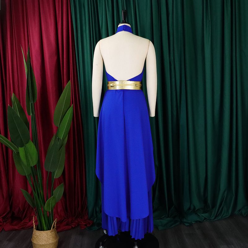 Damenbekleidung Sommermode zweiteilig ärmellos rückenfrei unregelmäßig langer Rock Hose mit weitem Bein_voghion.com