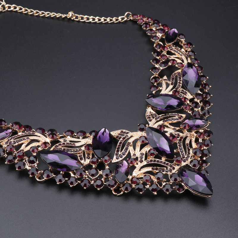 Muoti Teardrop tekojalokivi Crystal Choker kaulakoru naisille Statement kaulus kaulakorut korvakoru hääjuhla korusetit_voghion.com