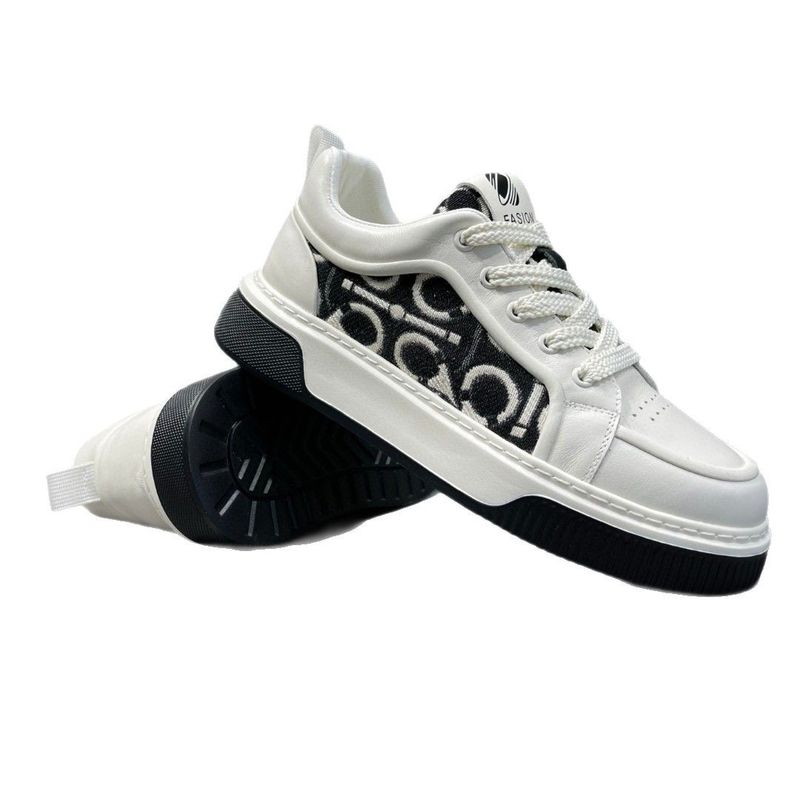 Scarpe sportive da uomo in pelle versatili e personalizzate, alla moda, con suola spessa, quattro stagioni, nuove, basse e con lacci, casual, da uomo_voghion.com