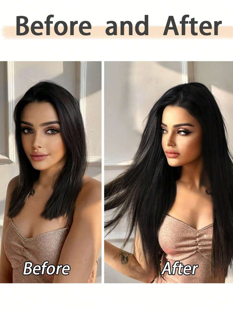 Clip da 1 pezzo in 6 pezzi con 16 clip per sintetizzare un'estensione di capelli lisci estesa da 24 pollici (oro intenso e_voghion.com