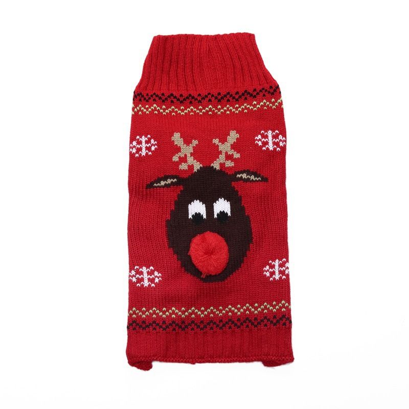 Christmas pet Clothing Red Nose Deer pet sweater Poodle Teddy Small medium large dog sweater_voghion.com