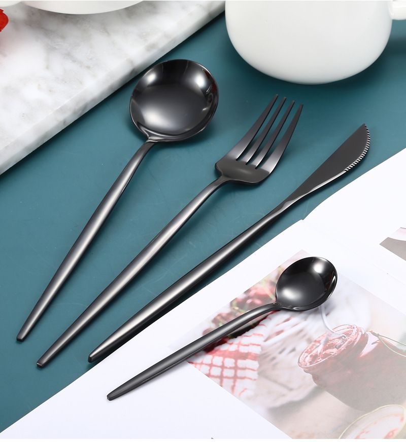 Coltello, forchetta, cucchiaio in acciaio inossidabile Stoviglie da 4 pezzi, cucchiaini da caffè in stile europeo portoghese e occidentale, creativi_voghion.com