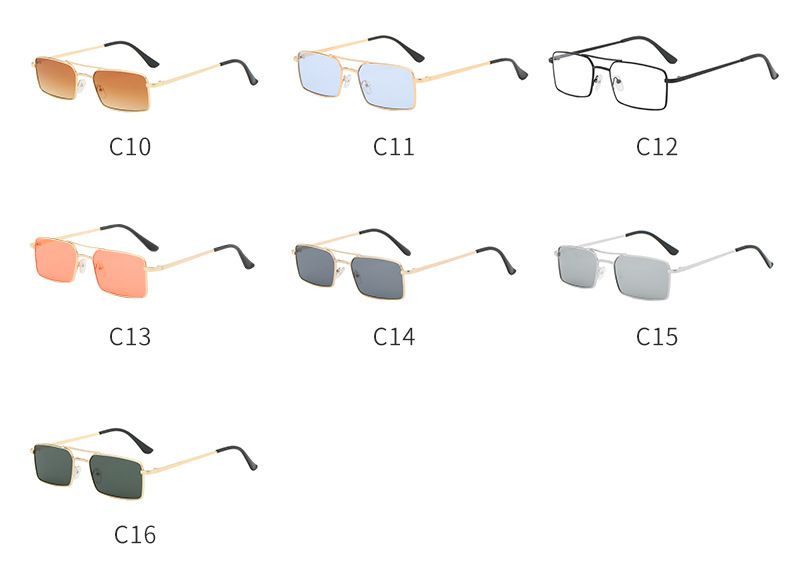 Dupla gerendás, négyzet alakú fém napszemüveg, divatos, minden egyezésű személyiségű napszemüveg férfiaknak és nőknek_voghion.com