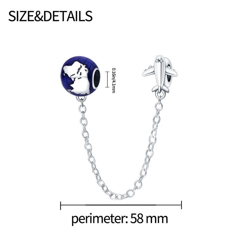 Damenschmuck Nischenschmuck Handschmuck Kupfer versilbert Erde Flugzeug Sicherheitskette Persönlichkeit Modearmband_voghion.com