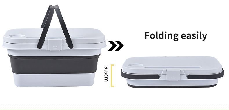 Foldable Picnic Basket With Lid - Portable Outdoor Camping Storage & Gift_voghion.com
