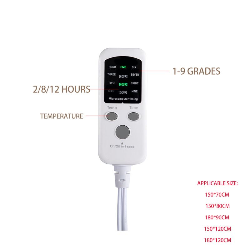 Couverture chauffante électrique en flanelle de qualité supérieure – 9 réglages de chaleur, interrupteur intelligent, zone simple/double (150 x 80 cm à 200 x 180 cm, 220 V, 120 W, certifiée CE)_voghion.com