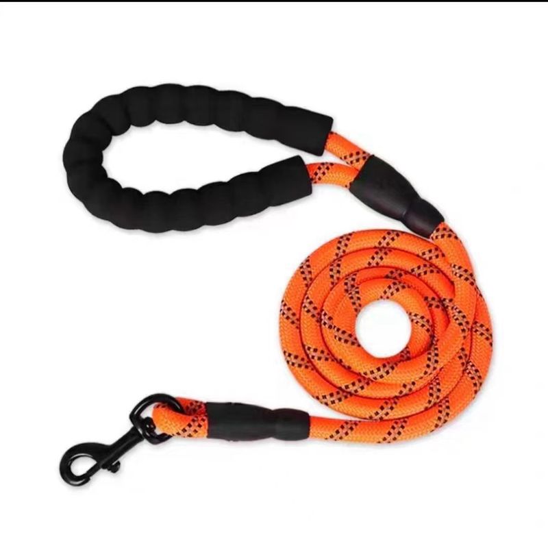 Guinzaglio per cani di taglia media e grande in nylon multicolore con manico in schiuma e alta visibilità_voghion.com