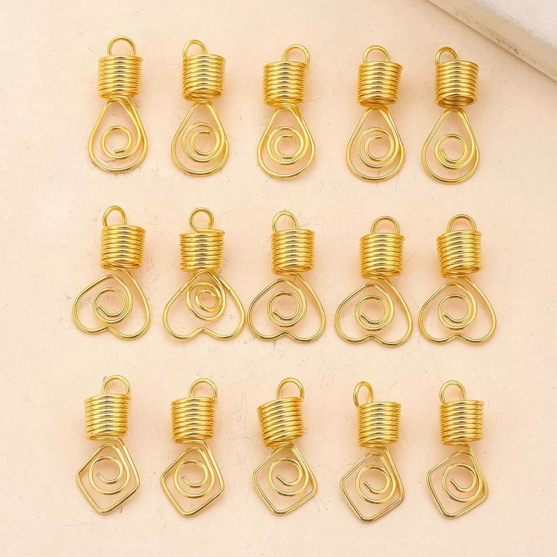 Geometrischer rotierender Dreadlock-Metallschmuck im koreanischen Stil, hohles Herz/Quadrat/Kreis-Geflecht, DIY-Haarhaken-Accessoire_voghion.com