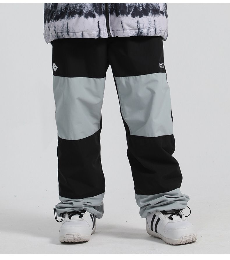 Ski Women Waterproof Warm Color Matching Ski Double Board Veneer Patchwork Snow Pants Men_voghion.com