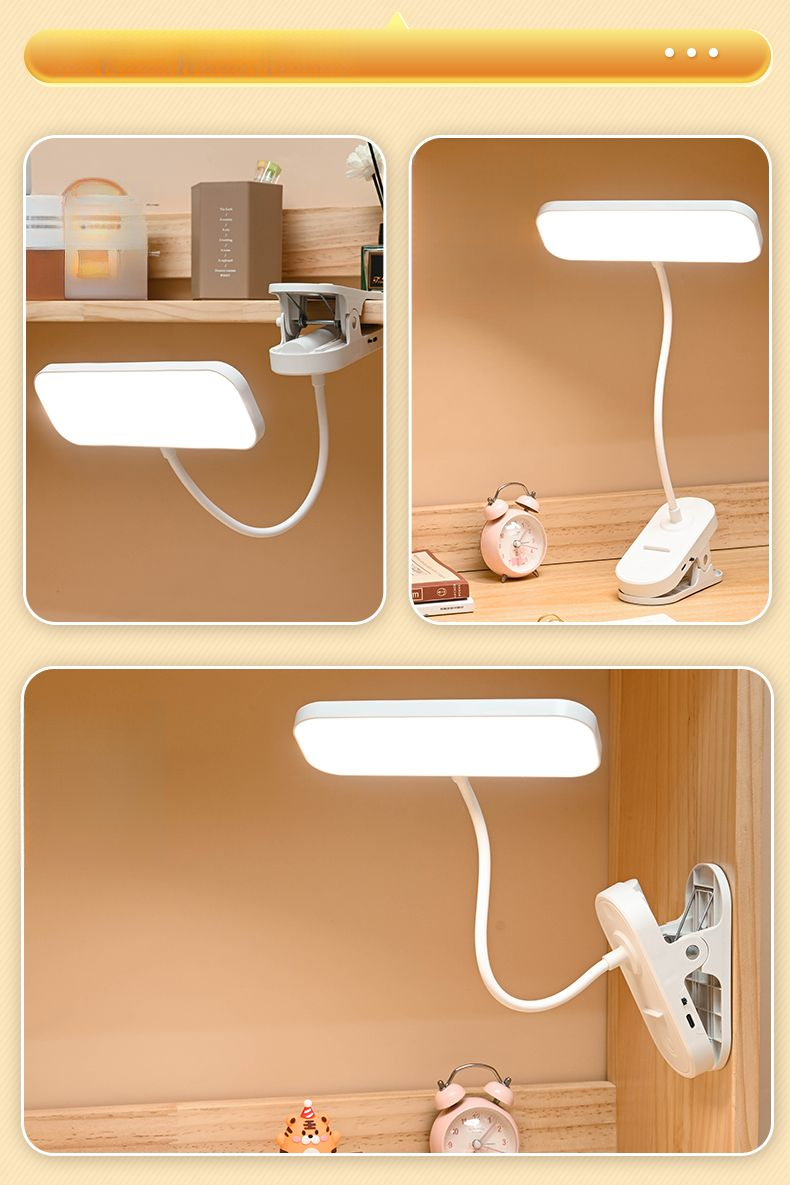 Aufsteckbare LED-Augenschutz-Lernlampe für Kinder, wiederaufladbar und steckbar, geeignet für Lesepulte im Studentenwohnheim_voghion.com