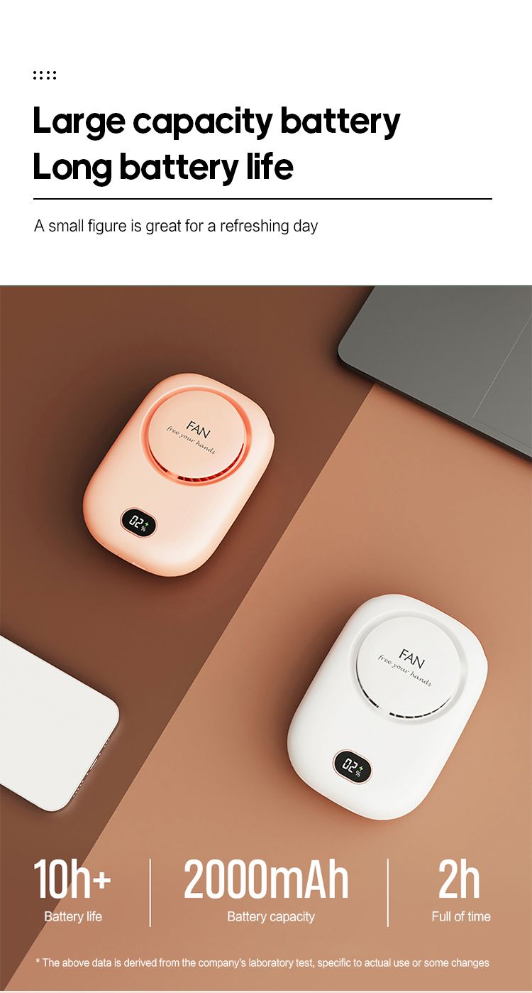 Tragbarer Mini-Halsventilator mit 2000 mAh, Power-Ventilator, blattloser Nackenbügelventilator, Luftkühler, wiederaufladbare USB-Elektroventilatoren_voghion.com