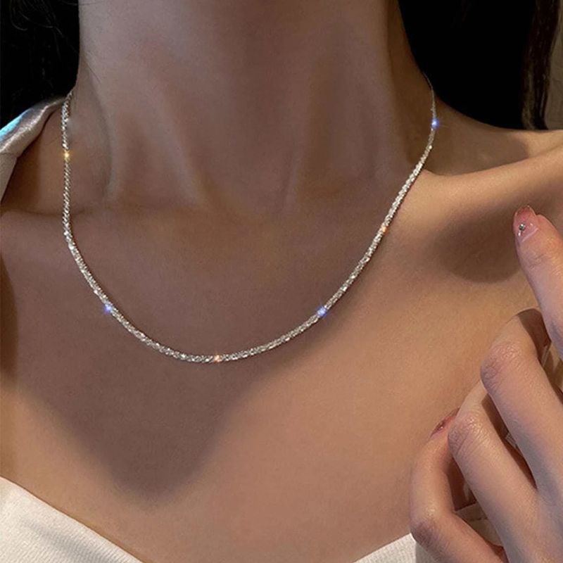 Collana con cielo stellato alla moda, ciondolo a croce scintillante e catena per donna_voghion.com