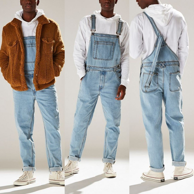 New 2019 Summer Street Trendy Strap Pants High Waist Men's Jeans_voghion.com