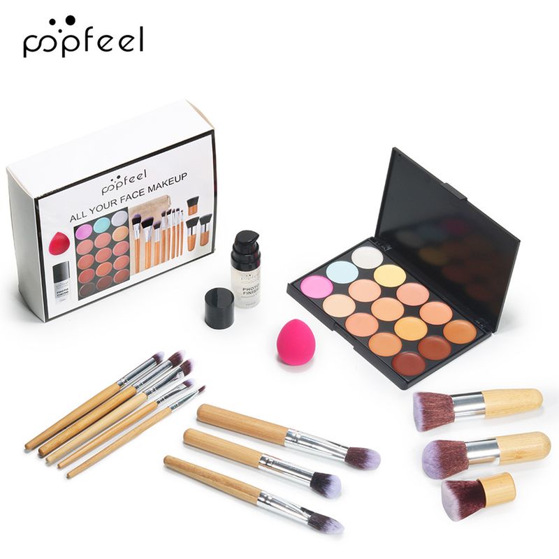 Make-up-Sets Hit Popfeel Make-up-Set Lidschatten Augenbrauenstift Mascara Eyeliner Augen Gesicht Set Kombination_voghion.com