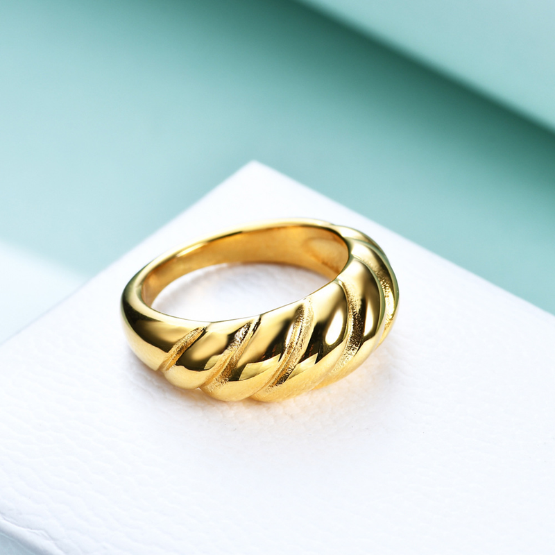 Men And Women's Jewelry 8MM Twist Design Stainless Steel Minimalist Ring, Vintage Geometric Unisex Band, Sizes 4-12 Bread Ring_voghion.com
