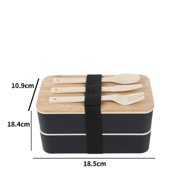 Lunch box per studenti in stile giapponese, a doppio strato, in paglia di grano, grande capacità, per microonde, regalo_voghion.com