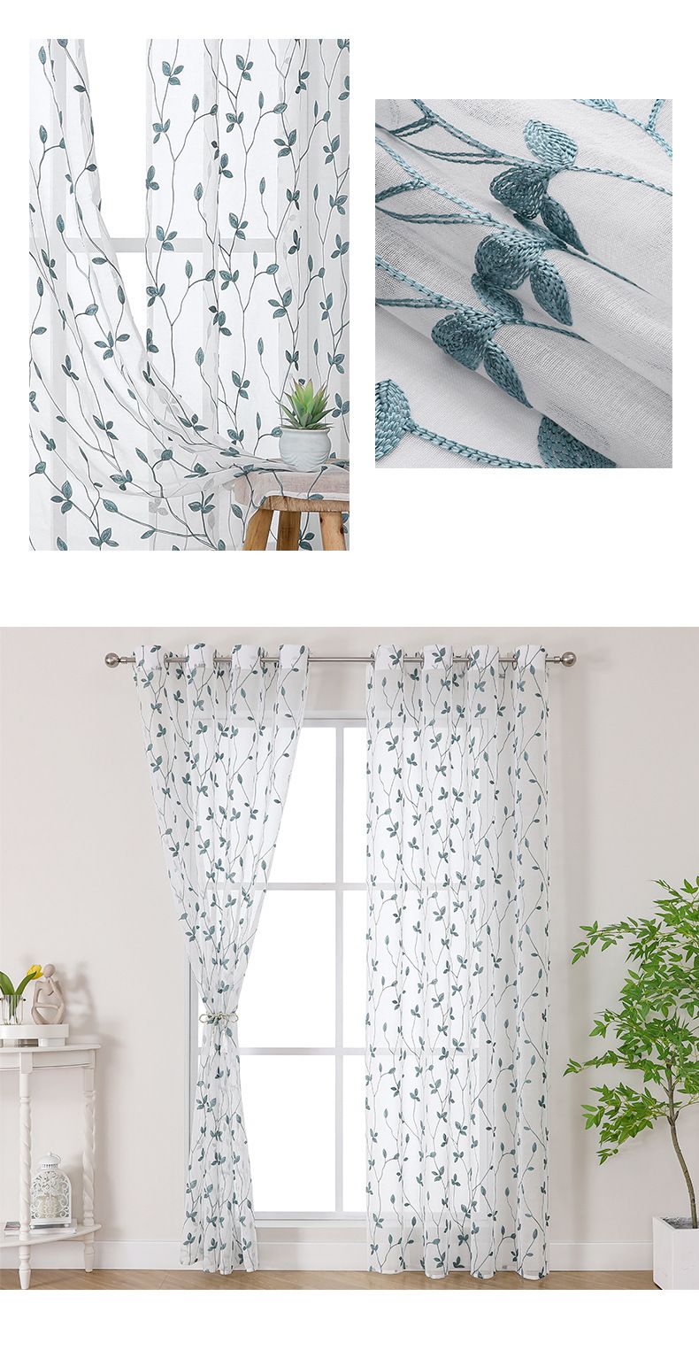 Floral Sheer Curtains - Semi-Sheer & Light Filtering (Embroidered Boho Style For Living Room & Bedroom, Ready-to-Hang Window Drapes)_voghion.com