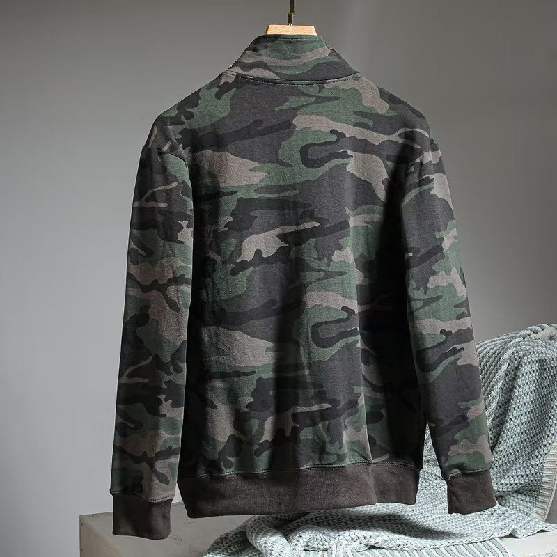 Spring And Autumn Cardigan Camouflage Hoodie Men's Loose Casual Stand Up Collar Zipper Jacket_voghion.com