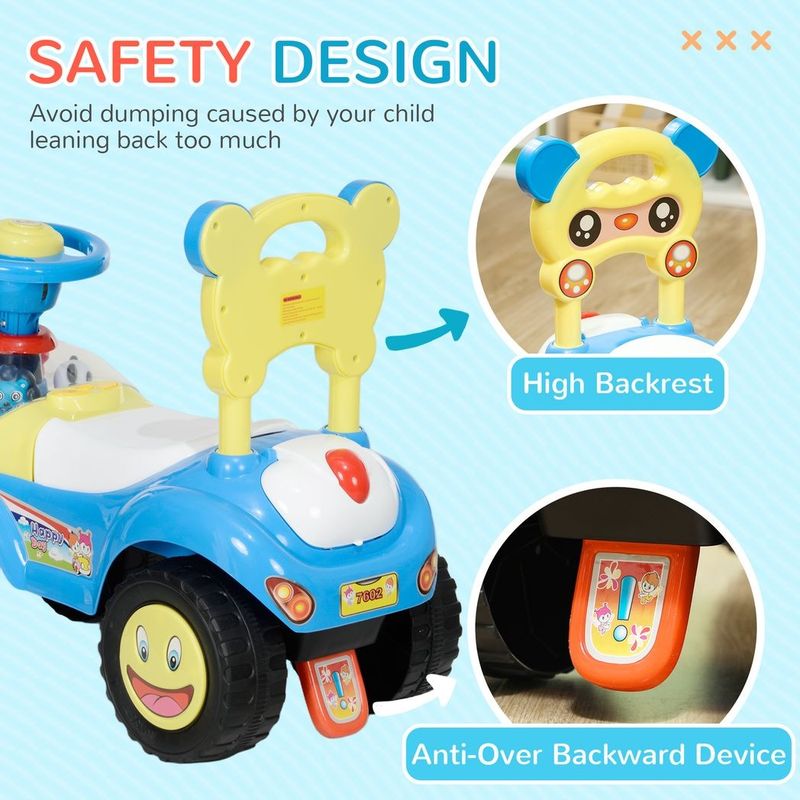 Toddlers Ride On Toy Childrens Push Along Car Design Music Light Horn_voghion.com