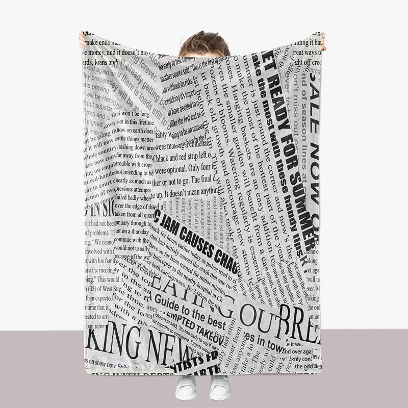 Creative English Graffiti Series Flannel 3D Printed Sofa Thickened Cover Blanket_voghion.com