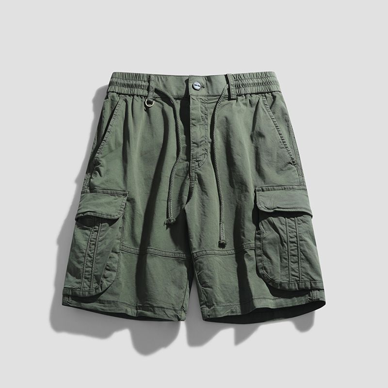 Large Pocket Shorts, Summer Washed Casual Capris, Men's Micro Elastic Workwear, Medium Pants_voghion.com