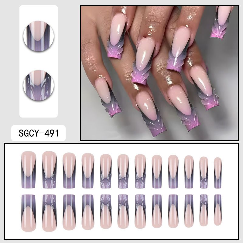 Elegante French Aurora Cat Eye Press-On-Nägel mit Strasssteinen – lange, glamouröse und wiederverwendbare Kunstnägel für Frauen_voghion.com