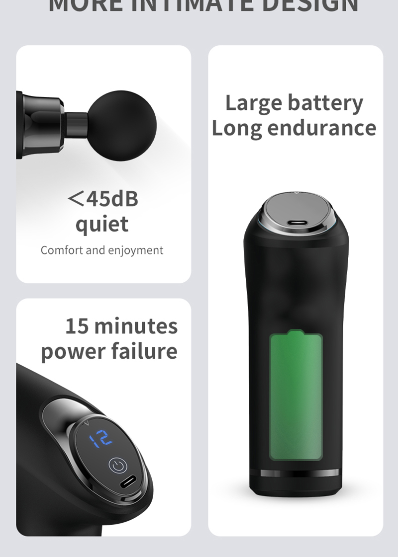 Portable LCD Massage Gun Eilctric Mini Handheld Percussion Pistol Massager Deep Tissue Muscle Relaxation Body Neck Pain_voghion.com