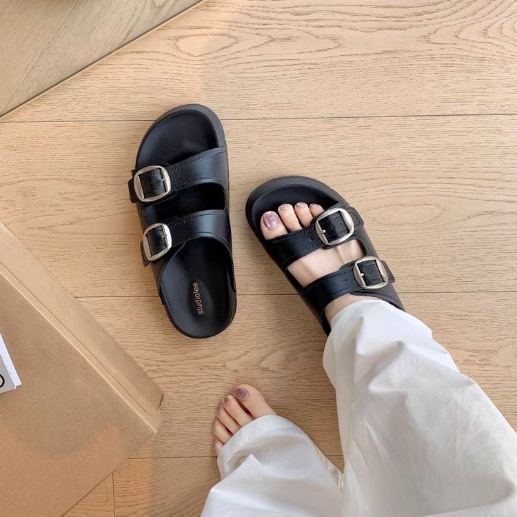 Buty w stylu Mom z owczej skóry w kolorze winogronowym, podwyższające wzrost o 3,5 cm, leniwe, okrągłe palce, pasek z podwójną klamrą, plażowe, outdoorowe, nowe damskie_voghion.com