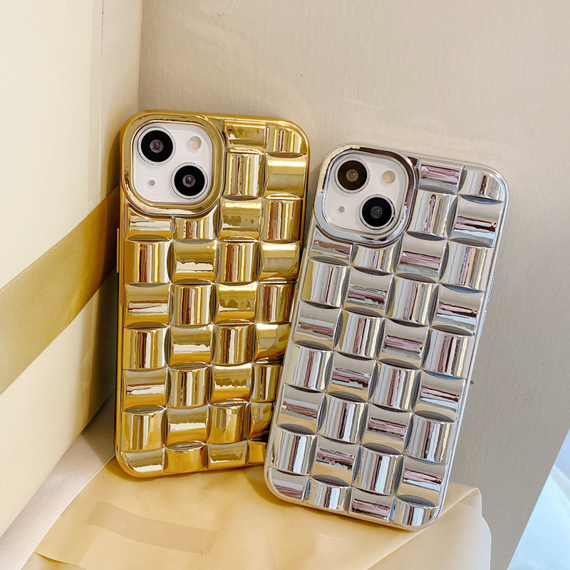 Mobile phone case square woven pattern suitable for iPhone14promax mobile phone case Apple 13/11 electroplating Samsung s22 soft_voghion.com