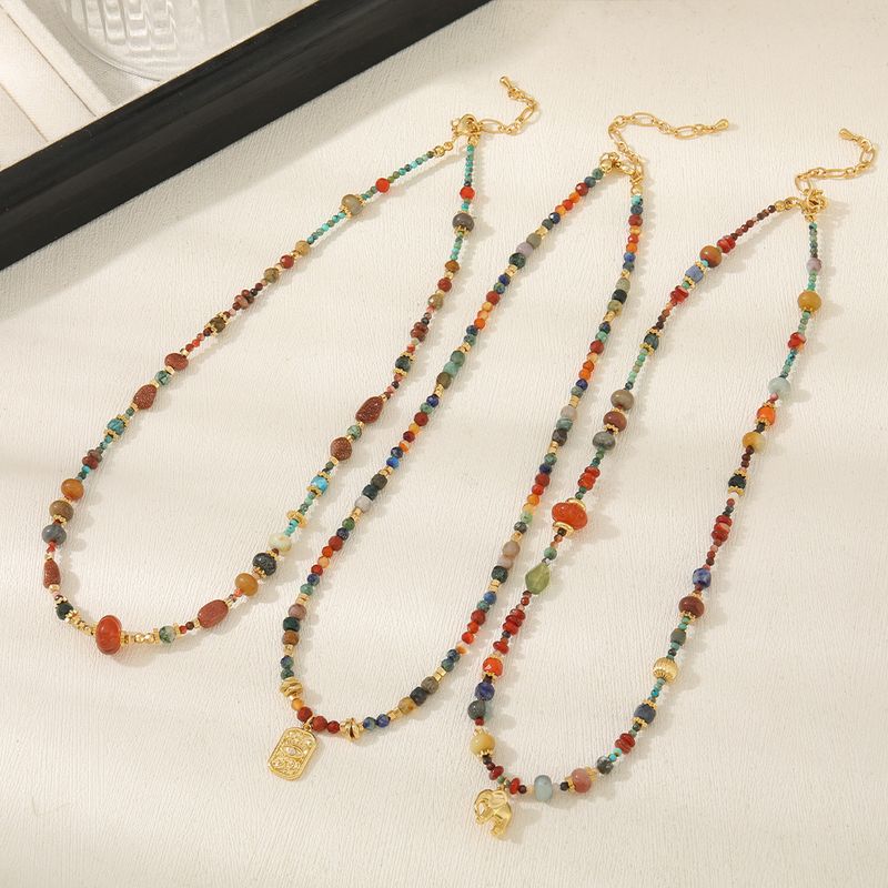 Pendente elefante in agata rossa francese, collana in pietra Jinsha, temperamento femminile, maglione etnico in pino naturale di Hubei_voghion.com