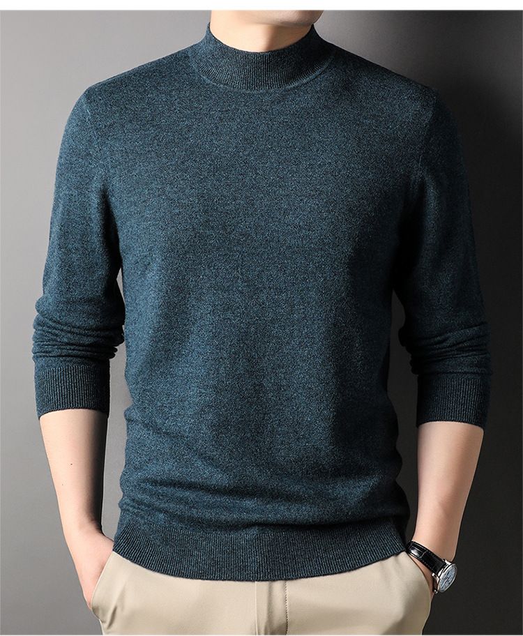 Abbigliamento maschile Maglione di lana da uomo autunno e inverno abbigliamento maschile giovanile maglione di base lavorato a maglia multicolore intimo in lana maglione a collo alto_voghion.com