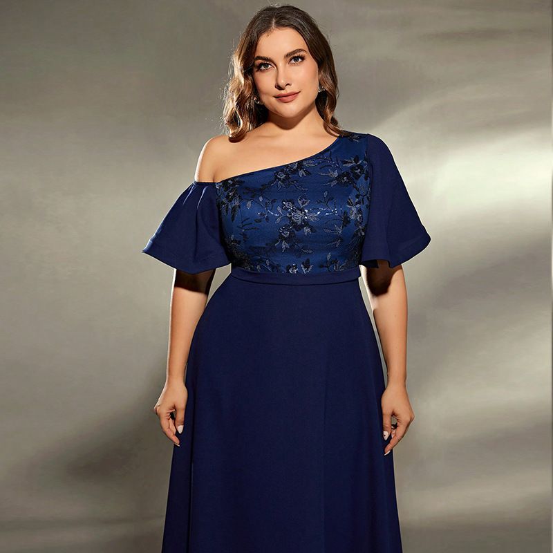 Elegantes Abendkleid in Übergröße für Damen – Einschultriges Abendkleid für besondere Anlässe, Empfänge, Bankette und Feiern_voghion.com
