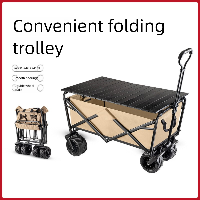 Outdoor Camping Stall Push Cart Picnic Foldable Lightweight Portable Fishing Handcart_voghion.com