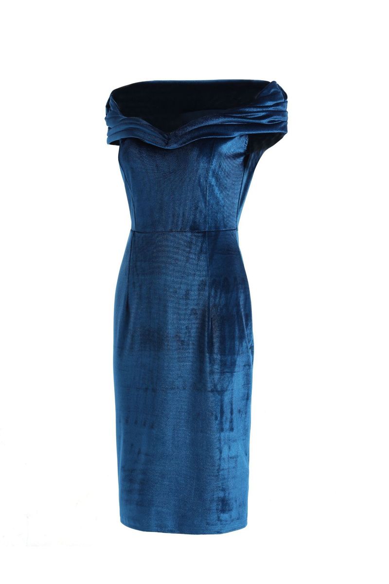 Abito da donna in velluto dorato con scollo a V e spalle scoperte, stile pendolare, 2024, nuovo temperamento_voghion.com