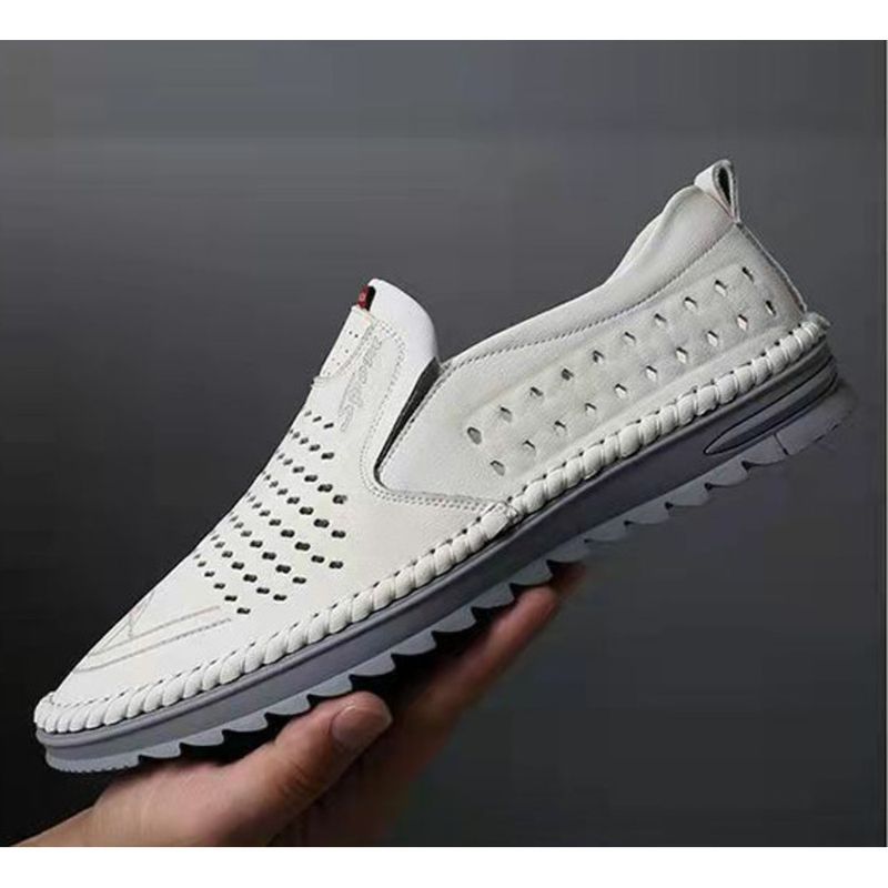 Sandali mocassino estivi in tessuto a rete, traspiranti, con foro, scarpe da uomo di mezza età_voghion.com