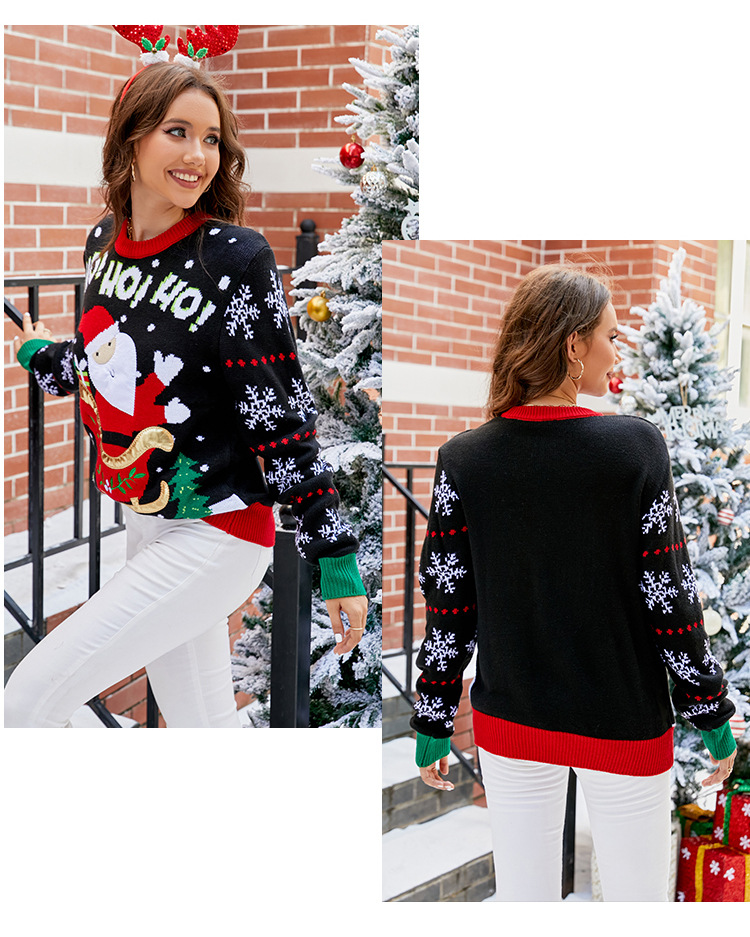 Weihnachten Damenbekleidung beliebter Weihnachtsmann-Pullover für Damen Herbst und Winter neuer süßer bestickter Pullover Weihnachtspullover_voghion.com