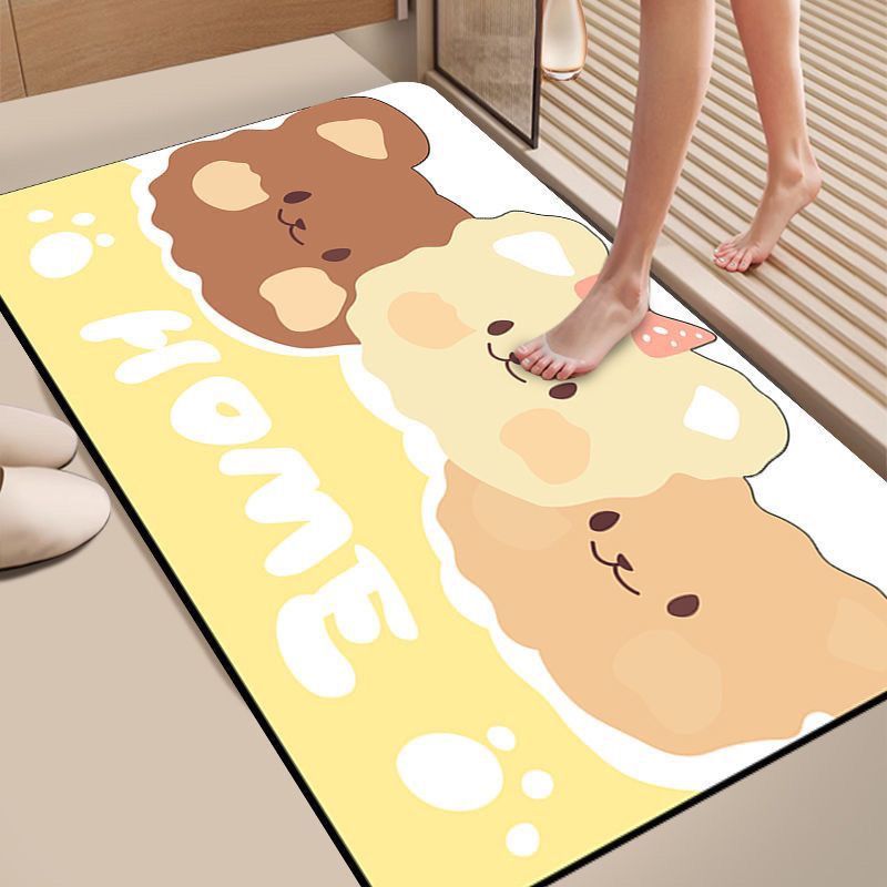 Kieselgur-Badezimmermatte, rutschfeste Türmatte, wasserabsorbierende, schnelltrocknende Haushaltsfußmatte, Cartoon-Teppich_voghion.com