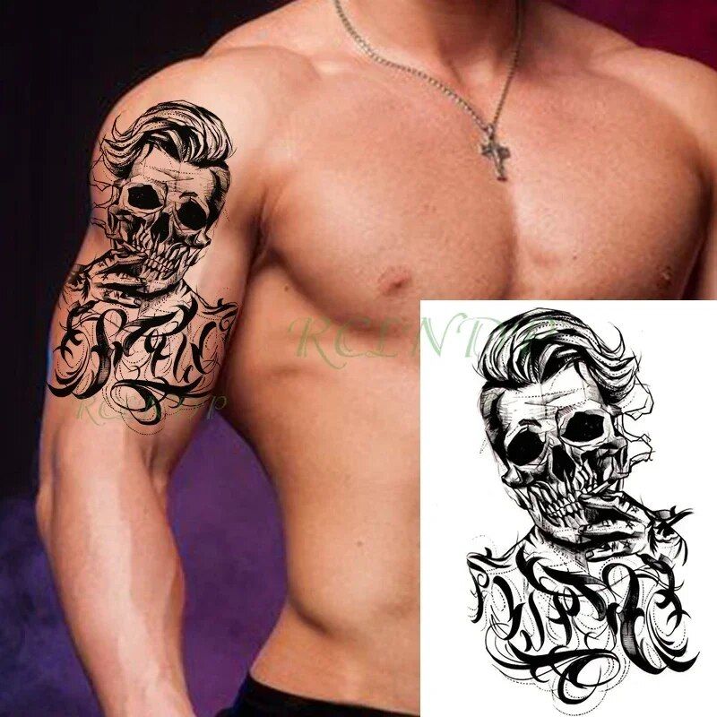 Vodoodporna začasna tetovaža nalepka Joker lobanja črka velika velikost body art flash tetovaže nalepke za dekleta in moške kupite eno in dobite eno brezplačno_voghion.com