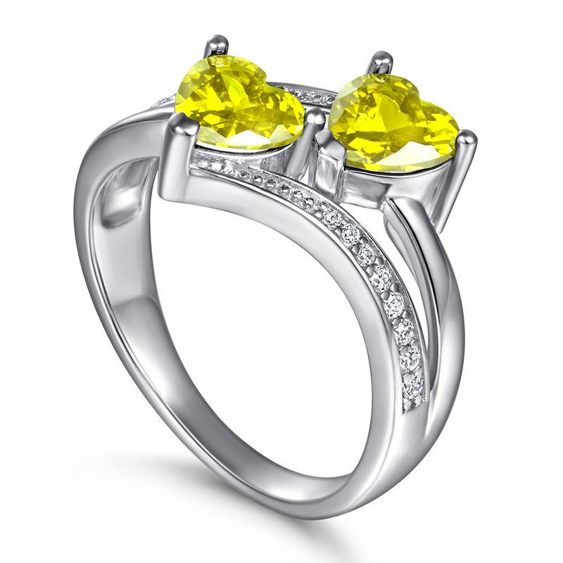 Ringe S925 Sterling Silber Ring mit siebenfarbigem herzförmigem Zirkon, personalisierter farbiger Edelsteinring_voghion.com