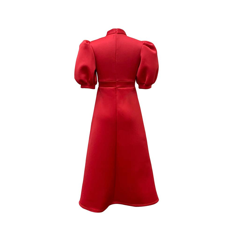 Rochie de banchet pentru femei de marime mare de vara nou bowknot doamnelor de culoare solida fusta cu maneca scurta _voghion.com