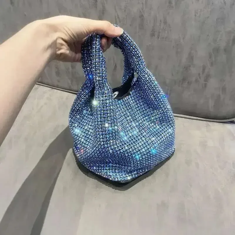 2025 Shiny Crystal Bucket Shoulder Rhinestone Handmade Purses And Handbags Designer Evening Clutch Purse Bag_voghion.com