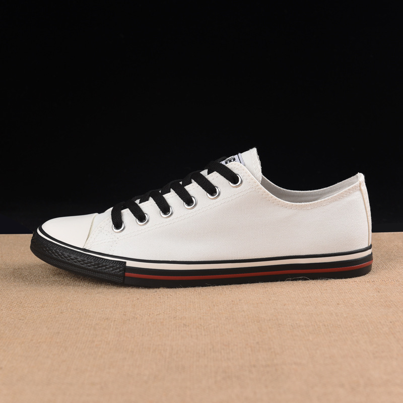 Canvas Men's Black Student Small White Flat Sole Lace Up Casual Board Shoes 139_voghion.com