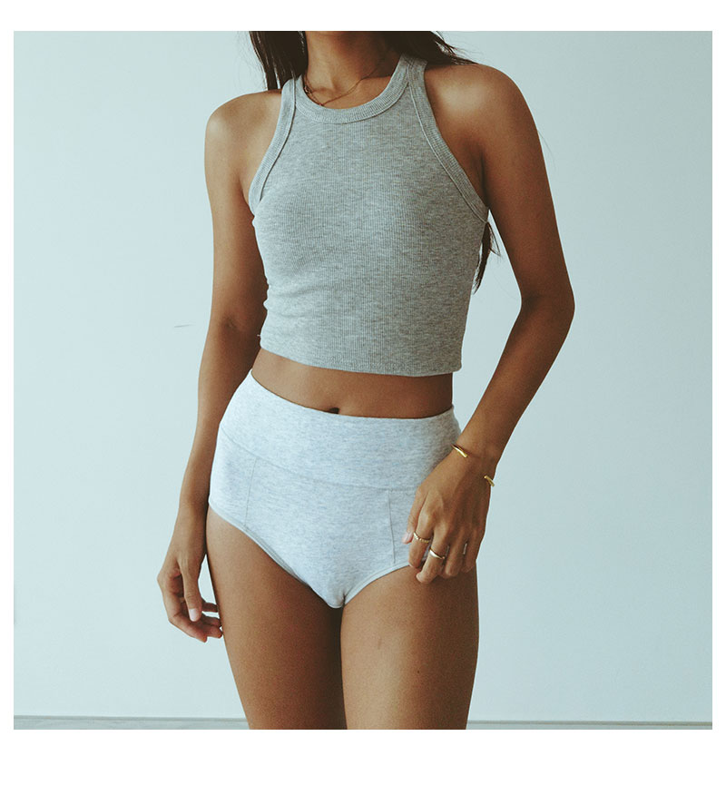 Women's clothing cotton inseam high waist women's cotton sexy and comfortable hip-covering underwear thin belly-control briefs_voghion.com