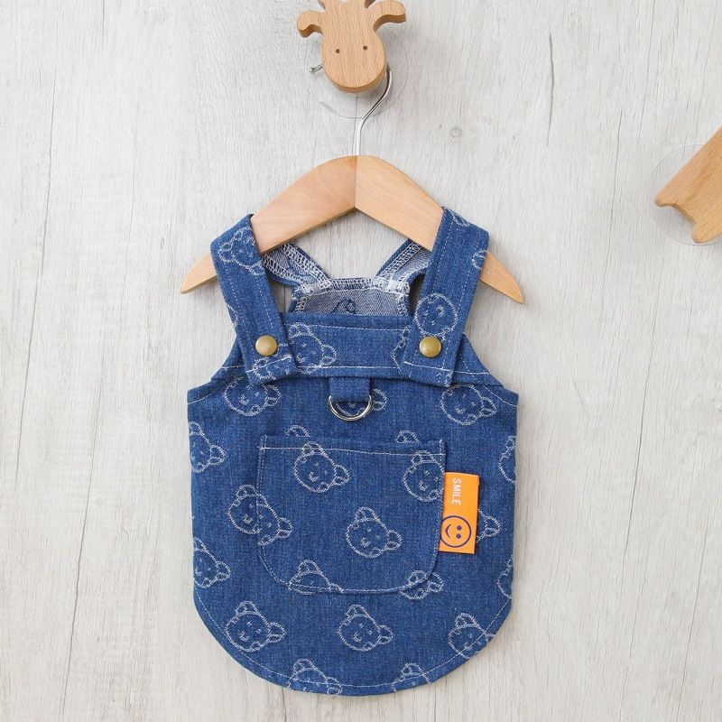 Haustier Katze Neue Denim Strap Outfit Kleine Hund Bichon Malteser Paar Frühling Sommer Kleidung_voghion.com