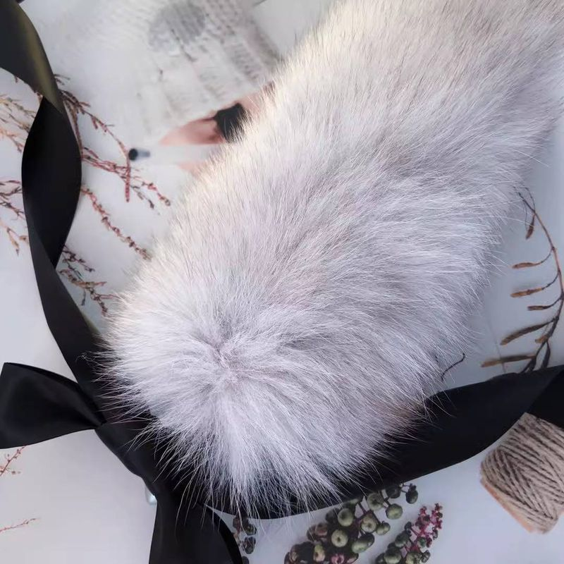 Giocattolo sessuale con coda di volpe in vera pelliccia, addestramento SM, plug anale rimovibile, piccolo, grigio, alternativa al cortile posteriore_voghion.com