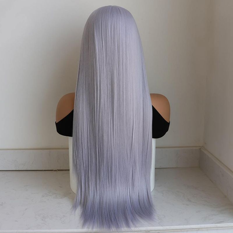 Hett såld 13x3.5 syntetisk spets fram Ws för kvinnor Sier Grey Ginger Orange 99J Bury Lång Straht Limfri Cosplay Fest Dagligen_voghion.com