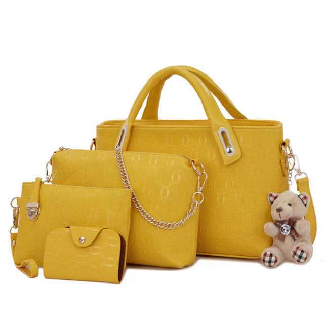 4 pezzi/set set di borse da donna elegante borsa a tracolla in pelle PU moda borse da donna con pochette a tracolla in tinta unita selvaggia_voghion.com
